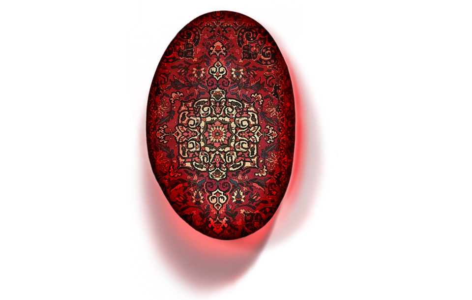 Noemi Kiss ausgeschnittener Teppich Edelstein Rubin